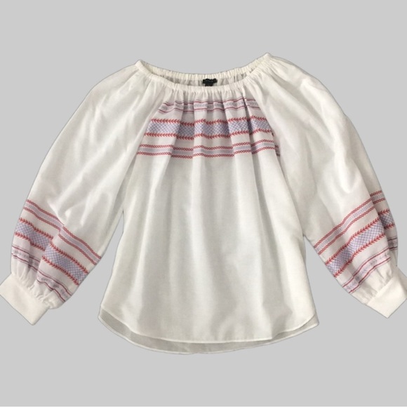 NWT Ann Taylor Embroidered Balloon Sleeve Blouse Long Sleeve Size L - Picture 3 of 7